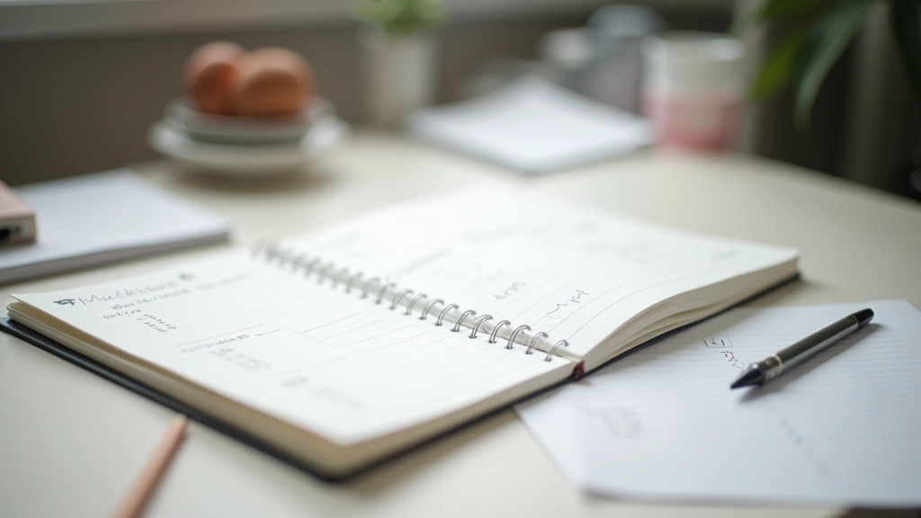 Daily productivity journal with handwritten notes and time logs, organized planning system