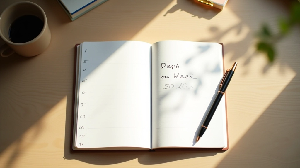 Journal or notebook with written notes and tracking, productivity planning